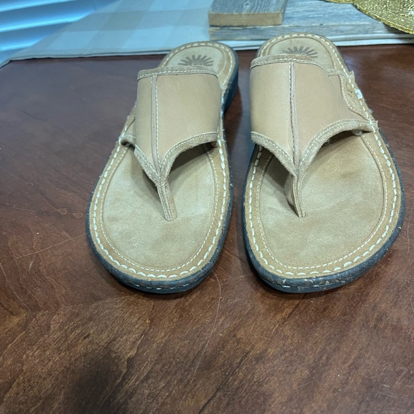 UGG Thong Flip Flop Leather Shearling Sandal - Picture 2 of 7